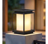 Solar Post Lights Fixture For Outdoor Waterproof Solar Powered LED Lamp Post Lights With Remote Exterior Gate Column Lamps Fence Deck Pillar Lanterns For Garden Yard Landscape Pole Pier Mount Lanterns
