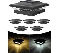 Solar Post Lights, IP65 Waterproof Garden Post Lamp, Warm/Cool White 6 Pack | Auto On/off Post Cap Lights for 4×4 Vinyl/Wooden Posts, Garden, Fence, Porch, Patio