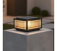 Solar Post Lights Modern Post Lamps Outdoor Lighting Fixture Waterproof Solar Powered LED Patio Gate Column Pillar Lamp Black Large Fence Deck Cap Lantern Driveway Garden Posts Landscape Pier Lighting