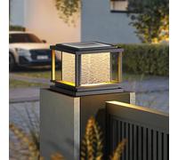 Solar Post Lights Modern Square Fence Pillar Lamps With Solar LED Column Lights Outdoor Waterproof Gate Pedestal Bollard Lighting Outside Housing Fence Deck Lanterns Villa Yard Pathway Pier Mount Lamp
