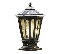 Solar Post Lights Outdoor Post Lighting Fixture with Remote Control Die-Cast Aluminum in Black Finish Post Top Lamp Traditional Style Post Light Lawn Lamp Fit 3.5x3.5 4x4