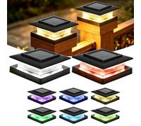 Solar Post Lights RGB Color Fence Post Caps Light 3 x 3'' 4 x 4'', 8 Pack | 8 Colour Changing, 13 Light Mode, Waterproof Solar Lamp Post Outdoor Garden Lamp Post for Porch or Decking Fence Topper