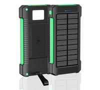 Solar Power Bank 20000mAh, Anti Fall Waterproof Wireless Portable Charger 5V 3A, Outdoor Solar USB C Powerbank with Compass and Flashlight For Smartphones Tablets and More. (Green)