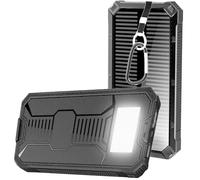 Solar Power Bank 20000mAh,Fast Charging Portable Charger with 6 LED Lights | 2 Outputs,1 Input,Waterproof,USB C Battery Pack,for Camping Hiking Emergency,Outdoor Solar Phone Charger,Black