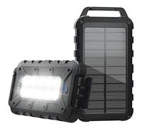 Solar Power Bank 26800 mAh, PD 15 W Portable Solar Charger USB C Outdoor Waterproof External Battery with LED Light and 3 Outputs for Tablets, Smartphones, Outdoor Camping and More Black