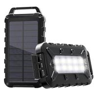 Solar Power Bank 26800 mAh PD 15 W Portable Solar Charger USB C Outdoor Waterproof External Battery with LED Light and 3 Outputs for Tablets Smartphones Outdoor Camping and More Black