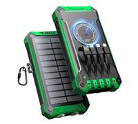 Solar Power Bank 26800 mAh with Cables, Power Bank USB-C 3A Fast Charging Function (Green)