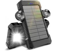 Solar Power Bank 26800 mAh with Suction Cup Mount, Power Bank External Batteries 3 USB Ports with Torch Continuous Light/SOS/Strobe Waterproof Outdoor Solar Charger for Phones