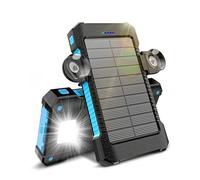 Solar Power Bank 26800 mAh with Suction Cup Mount, Power Bank External Batteries 3 USB Ports with Torch Continuous Light/SOS/Strobe Waterproof Outdoor Solar Charger for Phones