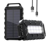 Solar Power Bank 26800mAh, PD15W USB C Portable Solar Charger Fast Charging External Battery Pack with 3 Outputs 2 Inputs and LED Light for Outdoor Phone Tablets and More (Black)