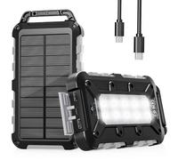 Solar Power Bank 26800mAh, PD15W USB C Portable Solar Charger Fast Charging External Battery Pack with 3 Outputs 2 Inputs and LED Light for Outdoor Phone Tablets and More (Dark Gray)