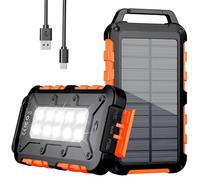 Solar Power Bank 26800mAh, PD15W USB C Portable Solar Charger Fast Charging External Battery Pack with 3 Outputs 2 Inputs and LED Light for Outdoor Phone Tablets and More (Gray)