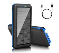 Solar Power Bank 26800mAh Portable Charger with 3 USB Output, LED Emergency Light & Flashlight, Waterproof External Battery Pack for Outdoor Camping Hiking Travel