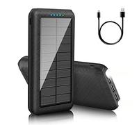 Solar Power Bank 26800mAh Portable Charger with 3 USB Output, LED Emergency Light & Flashlight, Waterproof External Battery Pack for Outdoor Camping Hiking Travel