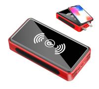 Solar Power Bank - 30000mAh Large Capacity Outdoor Charger Waterproof USB Battery | Portable Solar Phone Charger with LED Light for Hiking, , Camping