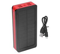 Solar Power Bank 30000mAh with 4 USB Ports, 32 LED Light, Black Red - Long Lasting Battery, Quick Charging, Outdoor Camping and Emergency Use