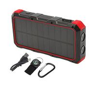 Solar Power Bank 36800mAh Portable Charger, 3 USB Ports, LED Light, Quick Charging 5V 3A - High Capacity Battery, Multiple Protection, Outdoor Camping Essential (Red)