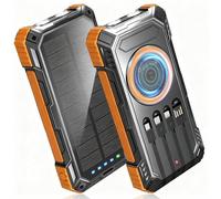 Solar Power Bank,49800mAh Wireless Portable Phone Charger with Built-in 4 Cables,22.5W Fast Charging External Battery Pack PD 3.0 USB-C In/Output for iPhone,iPad,Android,Perfect for Camping, Hiking