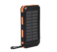 Solar Power Bank Box, 10000mAh Fast Charging Solar Mobile Power Bank Case DIY Kit with Compass, Dual USB Ports Mobile Battery Charger Outer Case for sport travel outdoor(black+orange)