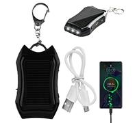 Solar Power Bank Keychain, 1200mAH Large-capacity Battery Small Solar Charger, Portable Solar Charger Keychain with LED Torch, Key Ring Mini Power Bank for for Mobile Phones Tablets (Black)