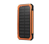 Solar Power Bank Parts DIY Sets, Portable 20000mAh Charger Dual USB Ports Solar Power Bank Case Kit Solar External Battery for All Cell Phones Tablets (Orange)