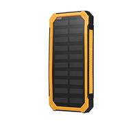 Solar Power Bank Parts DIY Sets, Portable 20000mAh Charger Dual USB Ports Solar Power Bank Case Kit Solar External Battery for All Cell Phones Tablets (Yellow)
