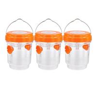 Solar Power Bees wasp, Solar Power Bees Wasp, 3pcs Hanging Carpenter Bee Trap Bee Cage with Led Light Traps Outdoor Hanging Reusable Trap for Outdoors Patio, Yard (Orange)