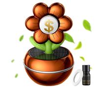 Solar Power Car Air Freshener | Auto Rotatable Diffuser - Long Lasting Money Flower Air Freshener for Dashboard Truck Home Studio Decoration