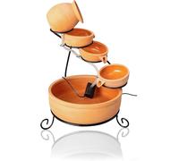 Solar Power Clay Terracotta Cascading Water Fountain Garden Outdoor Feature