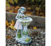 Garden Mile Solar Statue Garden Ornaments Outdoor Fairy Decorations Waterproof Resin Sculpture with Solar Lights Outdoor Garden Ornament Stone Effect Resin LED Lights Decor for Patio