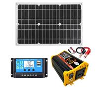 Solar Power Generation System Dual USB 25W Solar Panel+6000W Power Inverter DC 12V to AC 110V/220V with Smart LCD Display Dual USB Ports+30A Solar Controller Solar System Set