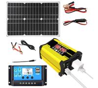 Solar Power Kit - 12 Volt Solar Panel Complete System 300 Watt Converter Inverter, Solar Power Complete Kit, DC 12V to AC 110V/220V Solar Power Converter 30A Controller with 2 USB Ports and LEDs, 110