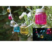 Solar Power LED Firefly Jar Fairy Lights Multi Colour Glass Jar | Outdoor Garden