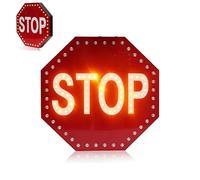 Solar Power LED Flashing Traffic Warning Sign, Energy-efficient and High-performance, Clear lettering, Excellent reflective effect, Waterproof Blinking Street Road Traffic Signs(B)