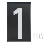 Solar Power LED House Number 8 Sign for Outdoor Address Identification - Polycrystalline Silicon Solar Panel with 6 LED Lights - Rainproof Number Plate for Store Hotel and Villa (Number 1)