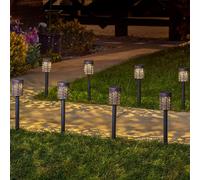 Solar Power LED RGB Metal Pathway Post Bollard Outdoor Lawn Garden Stake Lights