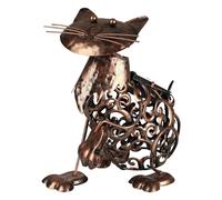 Solar Power LED Silhouette Cat Garden Ornament Metal Outdoor Light Decor Rustic