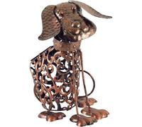 Solar Power LED Silhouette Dog Garden Ornament Metal Outdoor Light Decor Rustic