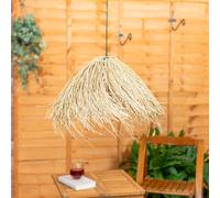 Solar Power Natural Grass Outdoor Hanging Pendant Lamp Garden Pergola LED Light