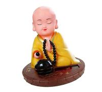 Solar Power Nodding Monk Car Dashboard Ornament Ceramic Craft for Spiritual Decors and Blessings Solar Buddhist Monk Shaking Figurine Ceramic Car Decor Symbolizing
