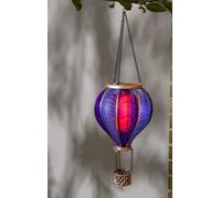 Solar Power Rainbow Stain Cool Fiesta Realistic Flame Outdoor Hanging SMD LED Hot Air Balloon Lantern - Multicoloured Glass Effect Flaming Garden Light with Handle [Energy Class Purple, 46.5)