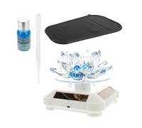 Solar Power Rotating Crystal Flower Car Ornament for Interior | Blue Crystal, Plastic Build, Aromatherapy Diffuser, Decorative Solar Charging, Fits Air in Car Cabin
