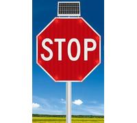 Solar Power Stop Signs - LED Flashing Traffic Stop Sign with Heavy Duty Metal Frame, Engineer Grade Reflective Material&White Edge Bead for Road Construction Zone Safety