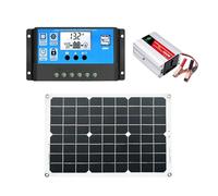 Solar Power System - Portable 18W 12V Solar Panel Kit with Charge Controller and 300W Power Inverter | Solars Energy Setup for Home Backup Camping RV Outdoor Supply Use