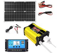 Solar Power System Set - 300W Voltage Converter, 18W Solar Panel & 30A Intelligent Controller | DC to AC Power Inverter with 2 USB Ports, Off-Grid Solars Kit for RV Smart Home & Outdoor Lighting