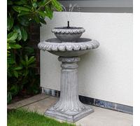 Festive Lights - 81cm Victoriana Cascading Solar Fountain with Integrated Panel - Grey Stone Effect Polyresin Water Feature, Bright White LED Light, IP44 Rated, Wildlife Friendly Outdoor Bird Bath