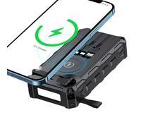 Solar Powerbank 20000 Ma, Hand-Cranked Battery Bank with LED Light, Foldable Wireless Powerbank Built-In Sos Alarm Function and Compass, Simultaneous Charging of Six Devices for Travelling Emergencys