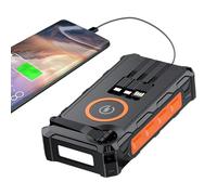 Solar Powerbank - Hand Crank, Wireless Charger | 20000mAh Portable Power Bank with Fast Charging, Foldable Solar Panel with Built-In LED Light, SOS Alarm, and Compass for Outdoor Activities
