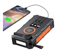 Solar Powerbank, Hand Cranked Battery Bank Charger with LED Light, Foldable Wireless Solar Power Adapter W, Hiking, Fishing, Camping, Cycling, Unexpected Situation, Travel, Home