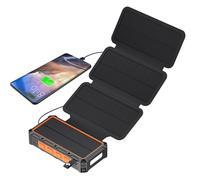 Solar Powerbank, Hand-Cranked Foldable Charger, 6.54x3.35x1.77 Inches Led Light Power Bank, Alarm Powerbank for Compass Outdoor Use, Hiking, Trekking, or Navigating Remote